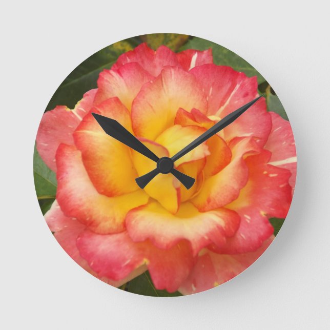Reloj Redondo Mediano Rosa rosa y rosa amarillo (Anverso)