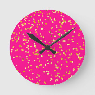 Reloj Redondo Mediano Rosa y amarillo