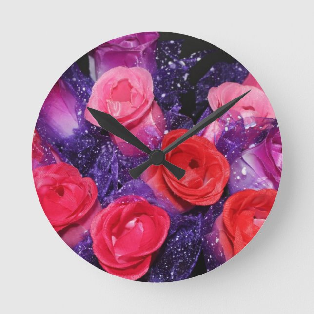 Reloj Redondo Mediano Rosas (Anverso)