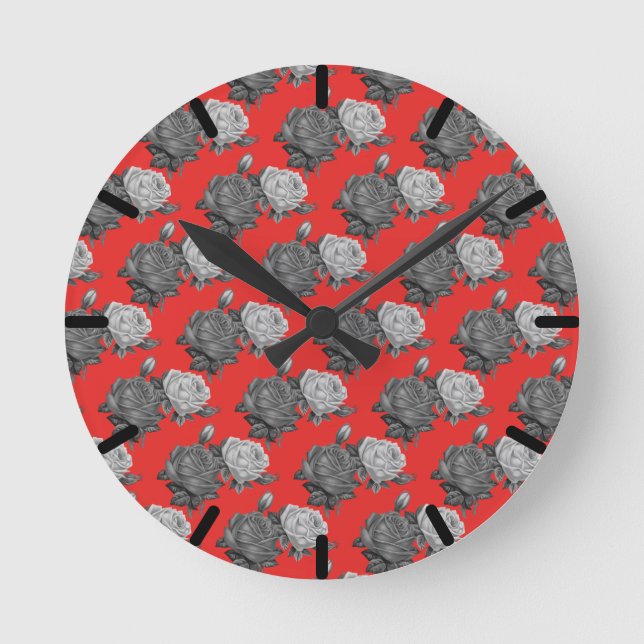 Reloj Redondo Mediano Rosas (Anverso)