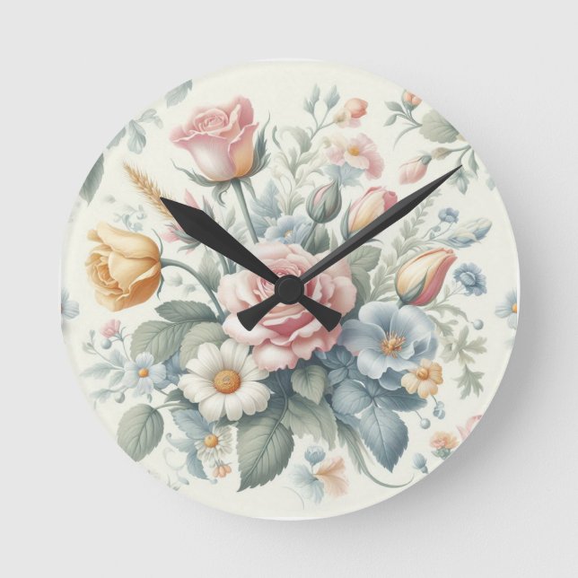 Reloj Redondo Mediano Rosas (Anverso)
