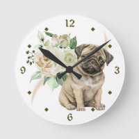 Rosas blancas Bouquet Pug Puppy