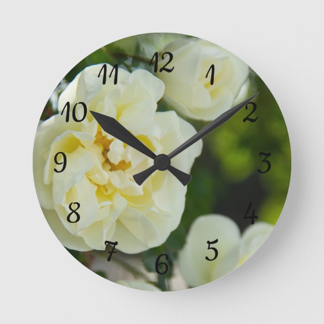 Reloj Redondo Mediano Rosas blancas para positivo (Anverso)