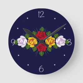 Reloj Redondo Mediano Rosas BRITÁNICOS del canal