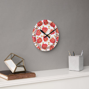 Reloj Redondo Mediano Rosas de arte moderno