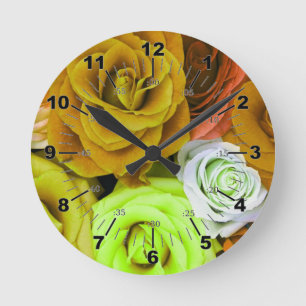 Reloj Redondo Mediano Rosas de colores