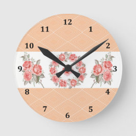 Reloj Redondo Mediano Rosas de paz y diseño cuadrado