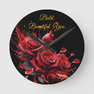 Reloj Redondo Mediano Rosas en flor - Cumpleaños elegante
