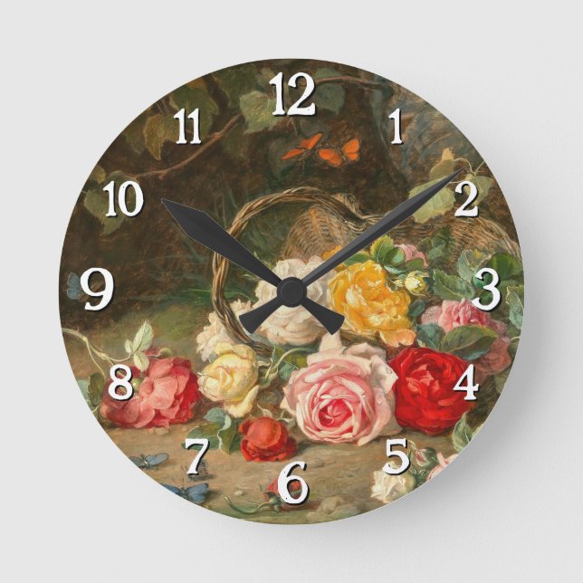 Reloj Redondo Mediano Rosas en una cesta – Josef Neugebauer (Anverso)