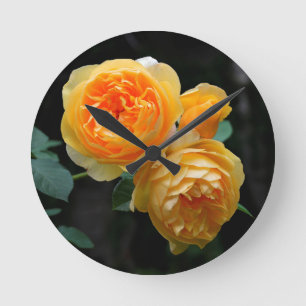 Reloj Redondo Mediano Rosas ingleses amarillos