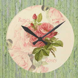 Reloj Redondo Mediano Rosas románticos con Rosas de pintura