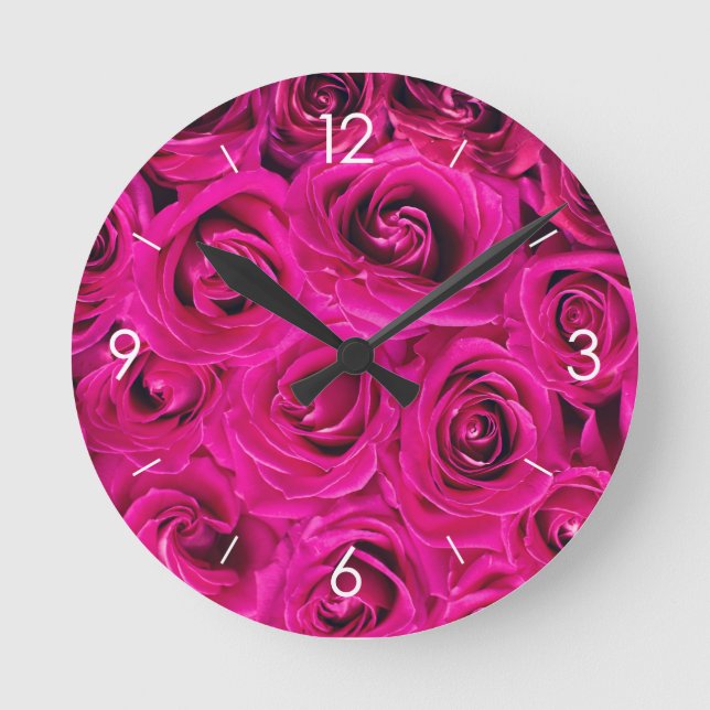 Reloj Redondo Mediano Rosas rosas rosas personalizadas (Anverso)