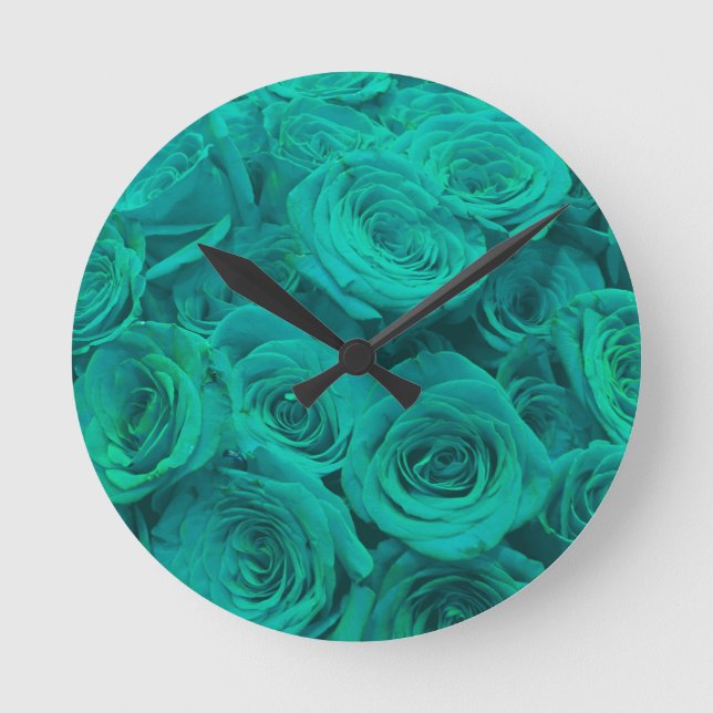Reloj Redondo Mediano rosas verde azulados (Anverso)