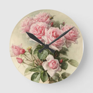 Reloj Redondo Mediano Rosas victorianos de Shabby Chic Pink