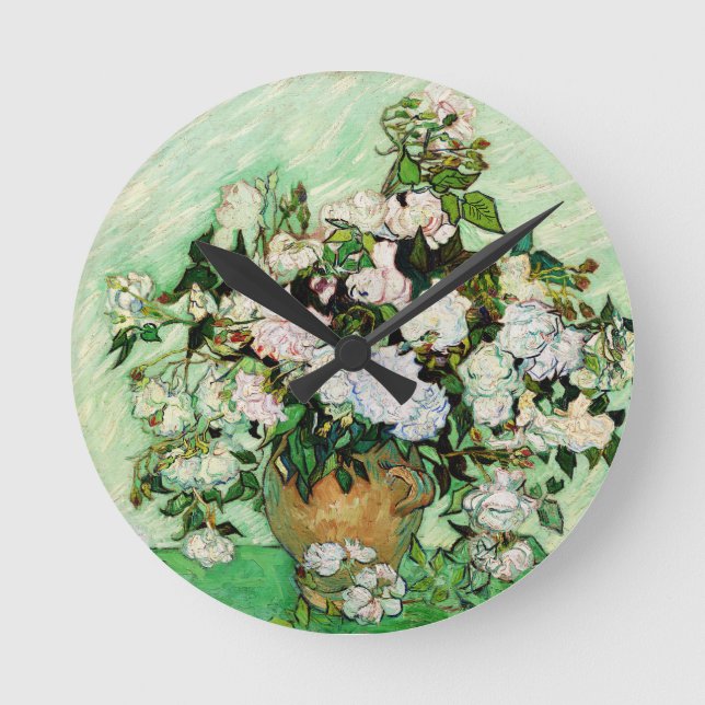 Reloj Redondo Mediano Rosas Vincent Van Gogh (1890) (Anverso)
