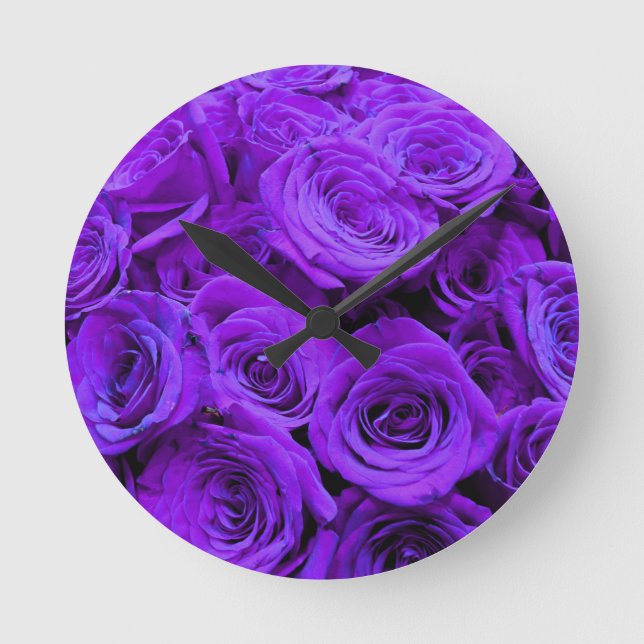 Reloj Redondo Mediano rosas violeta romántico violeta, ramo de rosa boni (Anverso)