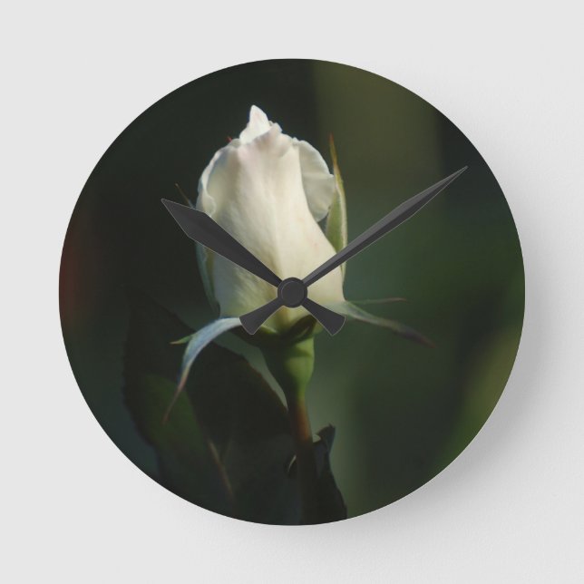 Reloj Redondo Mediano Rosebud blanco (Anverso)