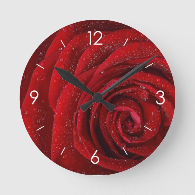 Reloj Redondo Mediano Roses rojos personalizados (Anverso)