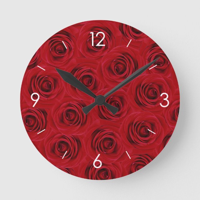 Reloj Redondo Mediano Roses rojos personalizados (Anverso)