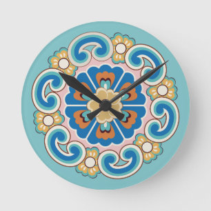 Reloj Redondo Mediano Rosset colorido con patrón de nube Ruyi