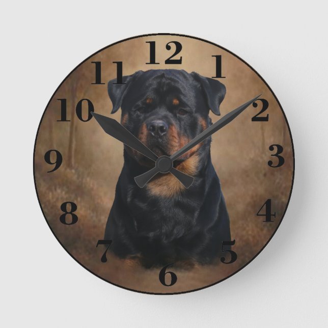 Reloj Redondo Mediano Rottweiler (Anverso)