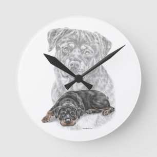 Reloj Redondo Mediano Rottweiler Dog Art