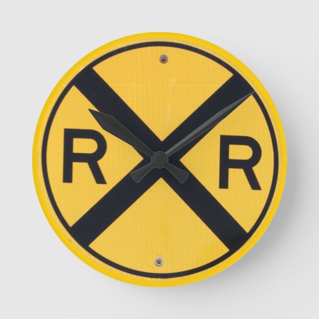 Reloj Redondo Mediano Rótulo de cruce ferroviario (Anverso)