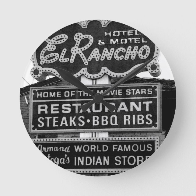 Reloj Redondo Mediano Rótulo del hotel del EL Rancho (Anverso)