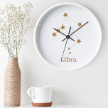 Reloj Redondo Mediano Rótulo moderno Zodiac Gold Libra| Aire de elemento<br><div class="desc">Rótulo moderno Zodiac Gold Libra| Aire de elemento</div>