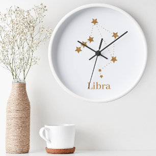 Reloj Redondo Mediano Rótulo moderno Zodiac Gold Libra  Aire de elemento