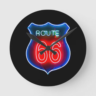 Reloj Redondo Mediano Rótulo Neon Route 66