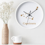 Reloj Redondo Mediano Rótulo Zodiac moderno Capricornio de oro| Elemento<br><div class="desc">Rótulo Zodiac moderno Capricornio de oro| Elemento Tierra</div>