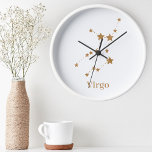 Reloj Redondo Mediano Rótulo Zodiaco moderno Virgo de Oro | Tierra de el<br><div class="desc">Rótulo Zodiaco moderno Virgo de Oro | Tierra de elementos</div>