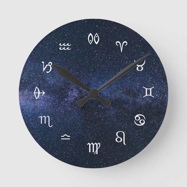 Reloj Redondo Mediano Rótulos de la estrella: símbolos de la astrología (Anverso)