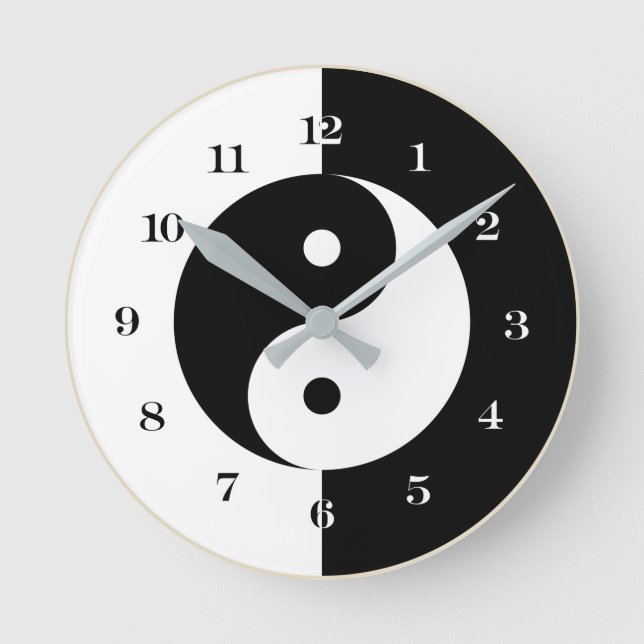 Reloj Redondo Mediano Round Black/White Yin & Yang style wall clock (Anverso)