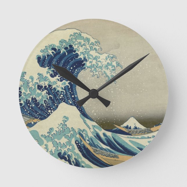 Reloj Redondo Mediano Round clock: "Great Wave off Kanagawa" by Hokusai (Anverso)