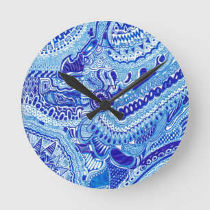 Reloj Redondo Mediano Royal Blue and White Ming style pattern art