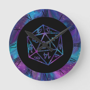 Reloj Redondo Mediano RPG Dice   Nebula Fantasy Retro Tabletop PnP Gamer