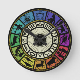 Reloj Redondo Mediano Rueda de zodiaco vintage