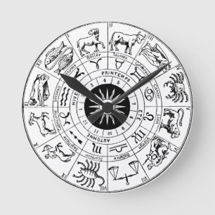 Reloj Redondo Mediano Rueda zodiacal astronómica vintage