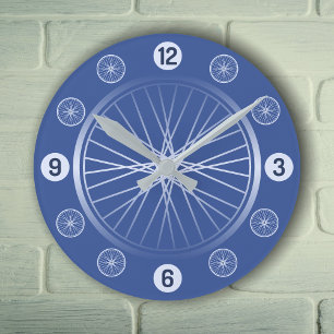 Reloj Redondo Mediano Ruedas de bicicleta azul