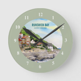 Reloj Redondo Mediano Runswick Bay North Yorkshire Inglaterra Acuarela