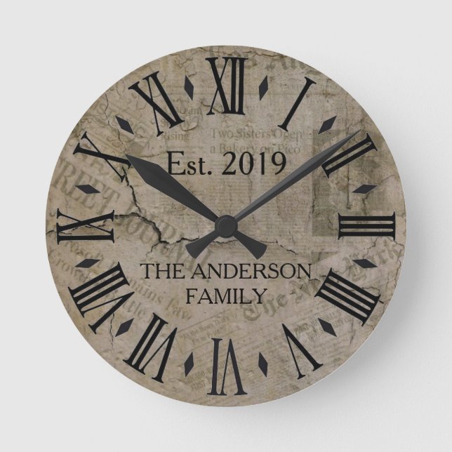 Reloj Redondo Mediano Rústico Antiguo Astressado New York Times  Wall St (Anverso)