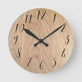 Reloj Redondo Mediano Rústico moderno Patrón de madera inacabada impreso