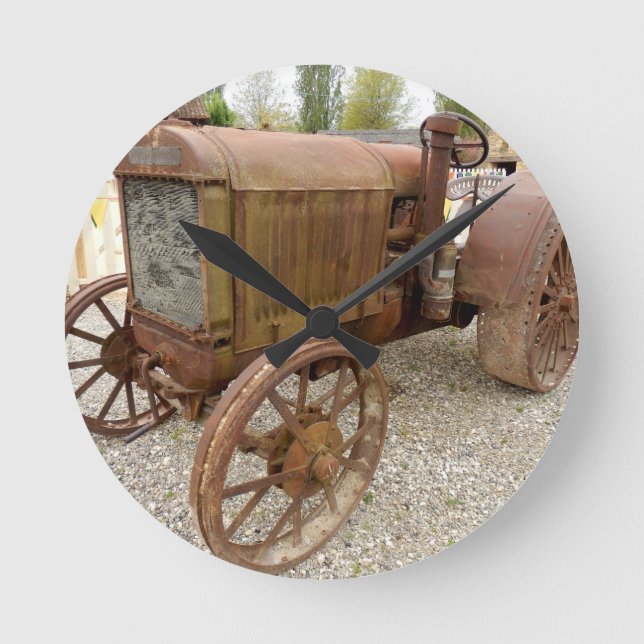 Reloj Redondo Mediano Rusto tractor vintage (Anverso)