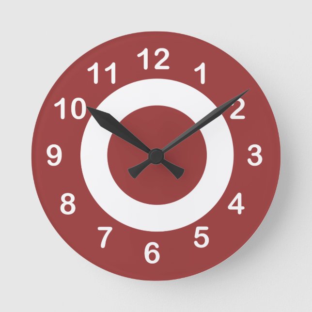 Reloj Redondo Mediano Rusty Círculos blancos y rojos (Anverso)
