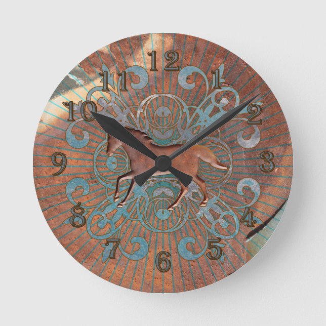 Reloj Redondo Mediano Rusty Equestrian Wall Clock (Anverso)