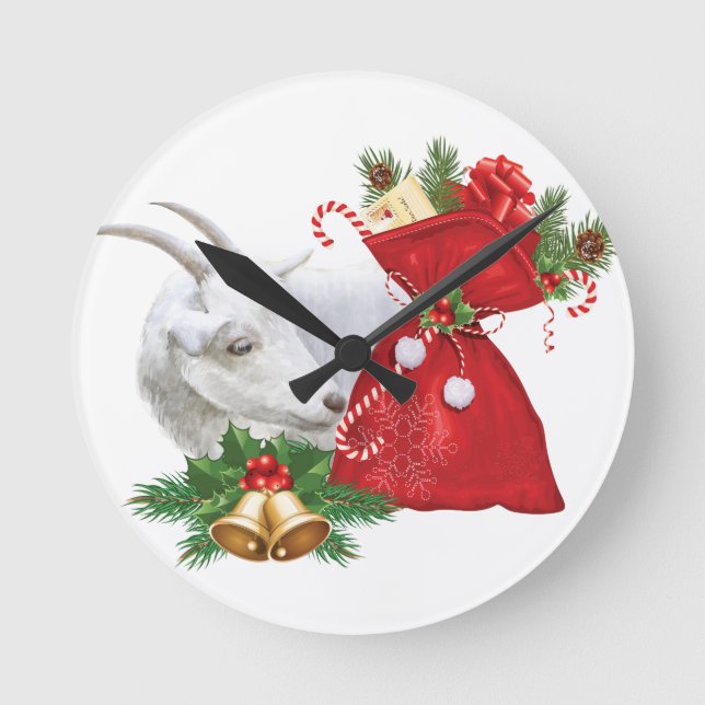 Reloj Redondo Mediano Saanen Goat With Holiday Spirit (Anverso)