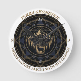 Reloj Redondo Mediano Sacred Geometry Nature Fusion - Mountains & Forest