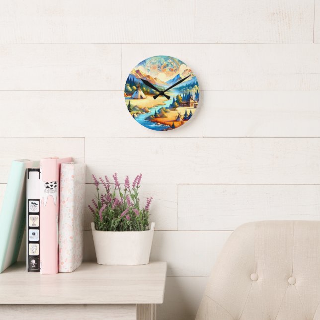 Reloj Redondo Mediano Sacred Valley - Native American Tribal Landscape (Sala de lectura)